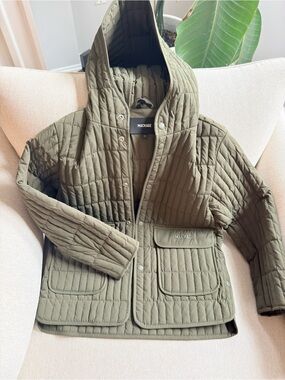 Mackage Quilted Hooded Kid’s Jacket - Olive Green